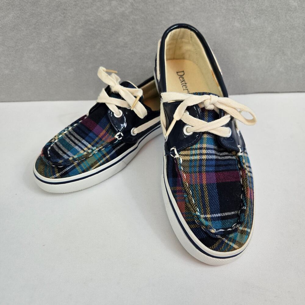 Dexter Womens Multicolor Plaid Lace Up Comfort Casual Low Top Boat Shoes Size 6